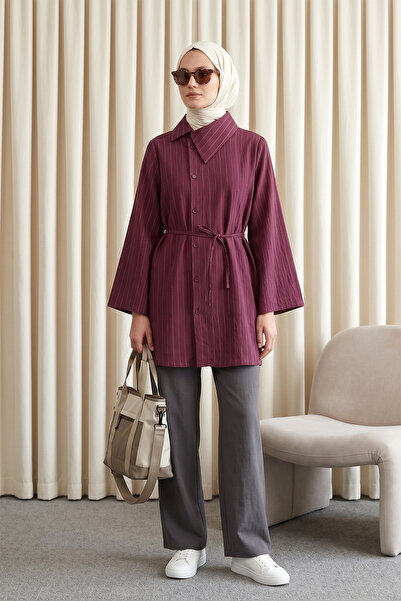 MODAQU Πουκάμισο - Μωβ - Casual