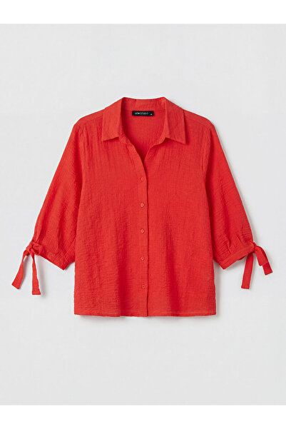 LC Waikiki Red Poplin Women's Shirt by Güli̇s Gi̇yi̇m