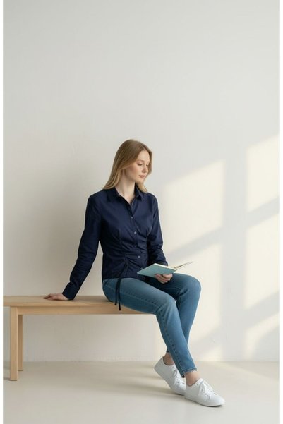 WYNA BOUTİQUE Slim Fit Women's Shirt with Draped Ruched Detail