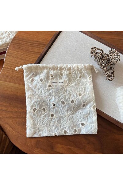 Choice4 A Retro Lace Storage Pouch Apricot Lace-Cutout Embroidered Multi-Purp...