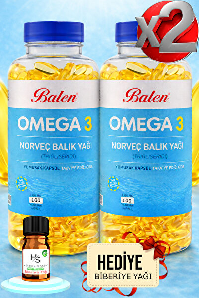 Balen 2 Adet Omega 3 Balık Yağı Trigliserid Form Yumuşak Kapsül 1380 Mg 100 A...