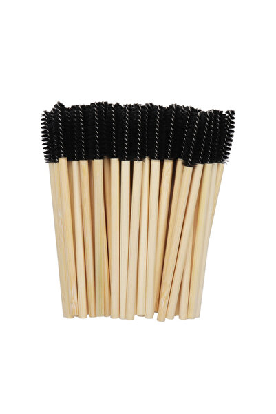 choice2 Black 50Pcs Bamboo Handle Eyelash Brush Makeup Brush Eyelash Extensio...