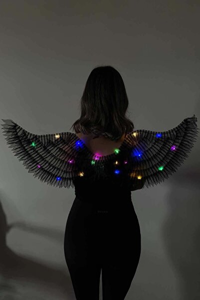TAKIŞTIR Siyah Renk Led Yanıp Sönen Işıklı Melek Kanat