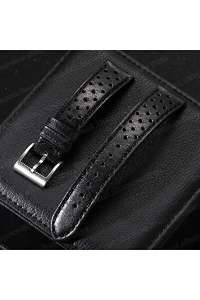 Choice14 18mm Black Vintage Genuine Leather Strap 18mm 20mm 22mm Universal Me...