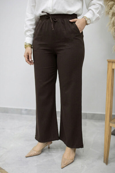 Tesettür Dünyası Παντελόνι - Καφέ - Ευρύ πόδι