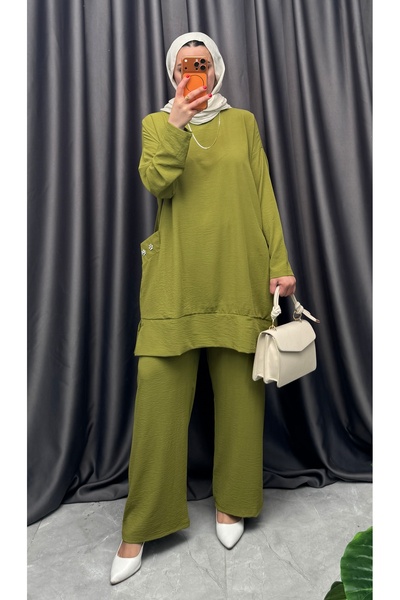 NİSUM MODA Σετ με hijab - Πράσινο - Κανονικό μέγεθος