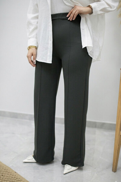 Tesettür Dünyası Lycra Green Wide Leg Trousers Tsd260161 Anthracite