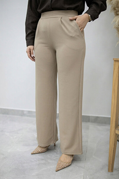 Tesettür Dünyası Elastic Waist Pocketed Palazzo Trousers Tsd260159 Mink