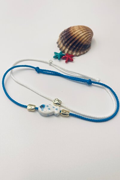 Concept HuBuTU Ceramic Series White Blue Polka Dot Fish Anklet Set of 2