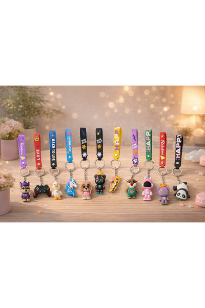 KADOREX DESIGN Cute Figured Silicone Keychain Colorful & Fun Design 5 Pieces Multi Color
