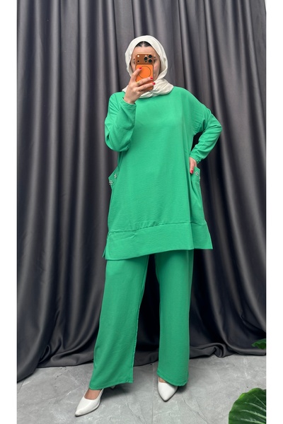 NİSUM MODA Σετ με hijab - Πράσινο - Κανονικό μέγεθος