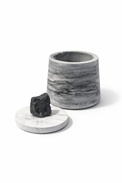 Narizen Home Decorative Storage Box with Natural Stone Lid - Gray Marble Pattern