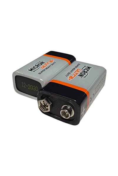 Micron 9V (Volt) 6F22 Çinko Karbon Yassı Pil Yüksek (1 Adet)