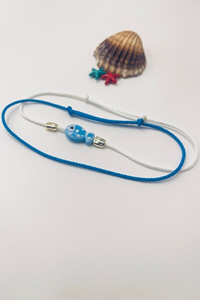 Concept HuBuTU Ceramic Series Blue and White Polka Dot Fish Anklet Set of 2