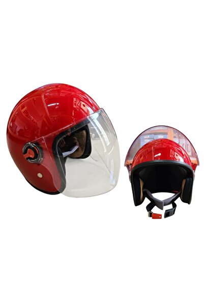 Yerli ÇENESİZ (YARIM) KASK KIRMIZI