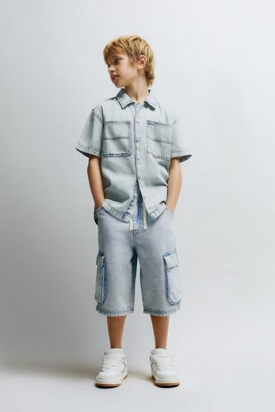 LEFTIES Soluk efektli denim gömlek