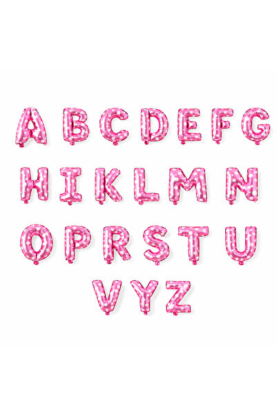eğlencemarketi A-Z Harf Folyo Balon Seti Pembe Kalpli 36 cm Alfabe Balon Doğu...