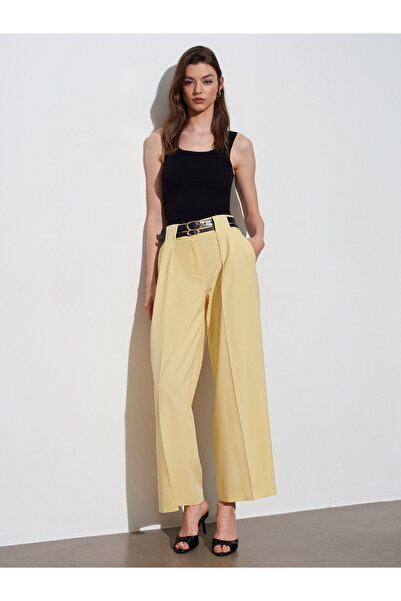 Dilvin Παντελόνι - Κίτρινο - Πλισέ