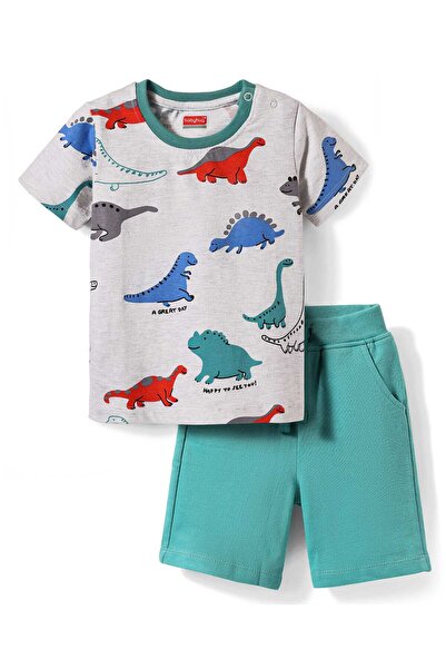 Babyhug Single Jersey Knit Half Sleeves T-Shirt & Shorts Set With Dino Print ...