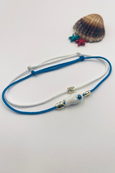 Concept HuBuTU Ceramic Series Blue White Evil Eye Fish Anklet Set of 2