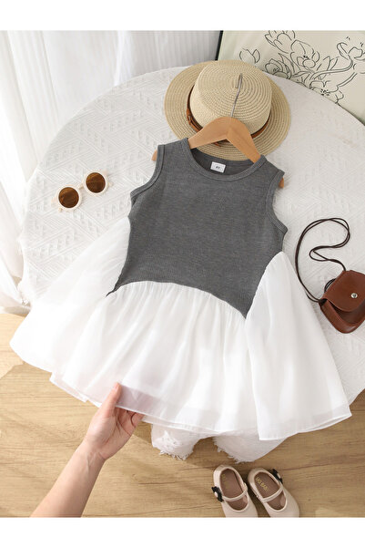 Take Two By Styli Girls Two Tone Sleeveless Dress