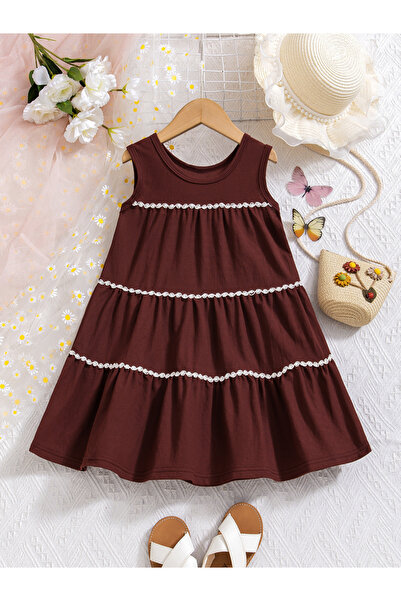 Take Two By Styli Girls Lace Detail Sleeveless Tiered Dress