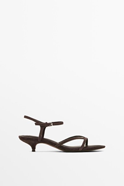 Massimo Dutti Deri kısa topuklu sandalet