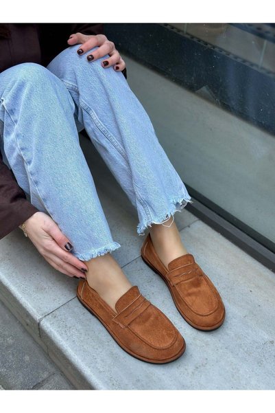 ERVANIN BUTİĞİ Tan Suede (Daria) Women's Casual Daily Shoes