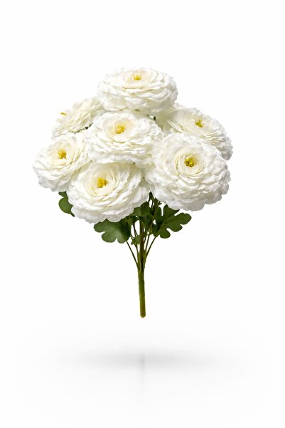 fesleğen çiçek Yapay Çiçek Krizantem Şakayık 9 Dallı 40 cm Beyaz