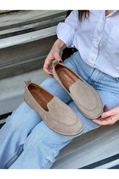 ERVANIN BUTİĞİ Beige Genuine Leather (Raisa) Women's Shoes