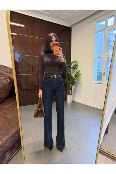 rimas kadın straight model kemerli premium jean