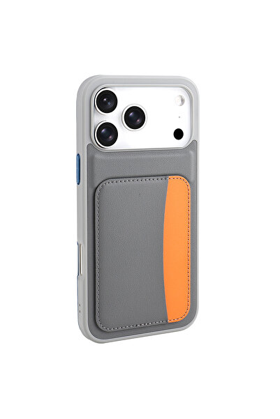 UnDePlus Apple iPhone 17 Pro Max Kılıf PU Deri Kartlıklı X-Kart Silikon Kapak