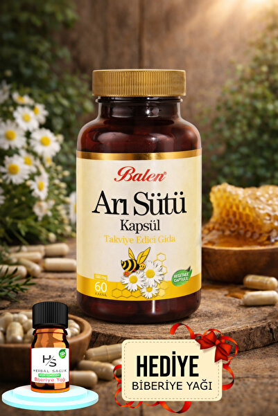 Balen Arı Sütü Kapsül 375 Mg 60 Adet Takviye Edici Gıda + HEDİYE BİBERİYE YAĞI