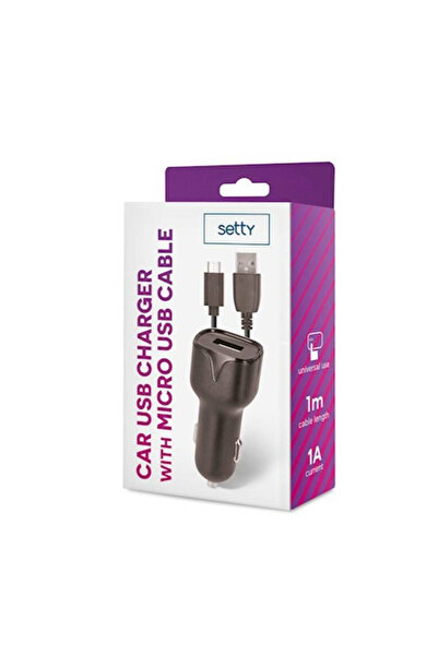 Setty Φορτιστής αυτοκινήτου μαύρος 1Α με θύρα USB και καλώδιο Micro-USB