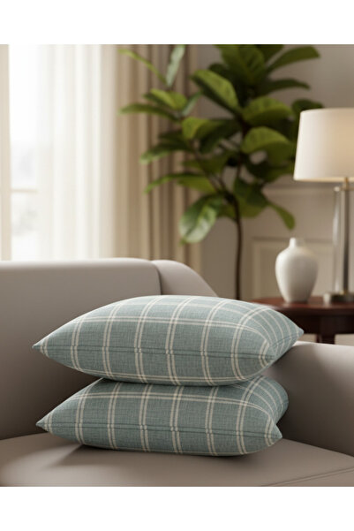 REDTAG Blue Checkered Cushion Set (2 Piece)