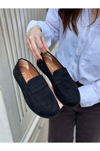 ERVANIN BUTİĞİ Black Suede (Daria) Women's Casual Daily Shoes
