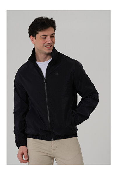 PIQUE Ανδρικό παλτό μονόχρωμο σκούρο μπλε