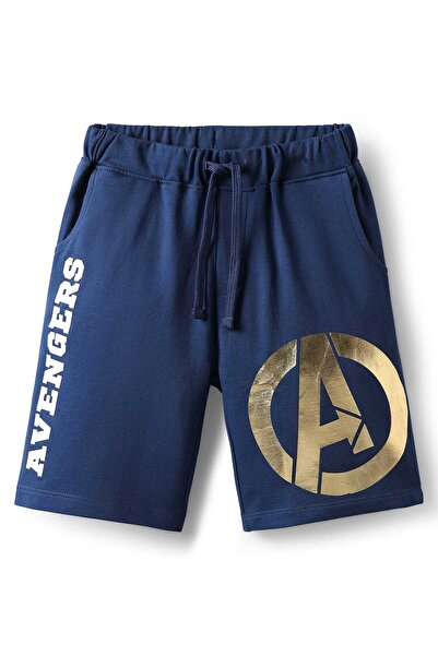 Pine Kids Marvel Terry Knit Knee Length Shorts with Avengers Graphics & Foil ...