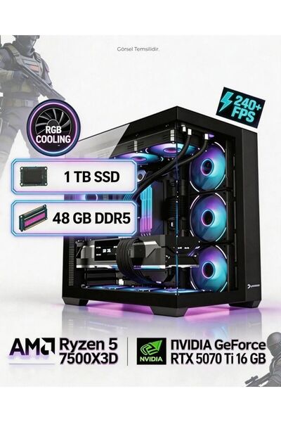 TEKDEN BİLGİSAYAR AMD Ryzen 5 7500X3D | 48 GB DDR5 | RTX 5070 Ti 16 GB | 1 TB...