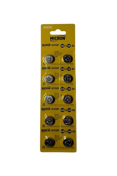 Micron AG13 LR44 A76 357A SR44 1.5V Alkalin Düğme Pil, Lazer, Oyuncak, Saat Pili (10 Adet)