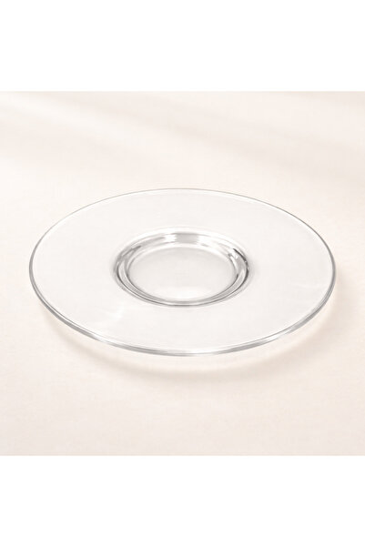 esdekor Transparent Glass Espresso Coffee Presentation Plate 13 cm Round Desi...