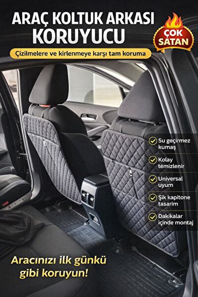 COLONY Dark Serisi Tay Tüyü Kapitone Oto Koltuk Arkası Koruyucu- Araç İçi Org...