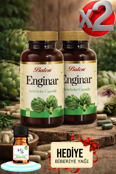 Balen 2 Adet Enginar Ekstraktı Kapsül 60 Adet Takviye Edici Gıda + HEDİYE BİB...