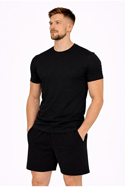 AXXEL Tricou cu mânecă scurtă din jerseu negru din bumbac Lycra pentru bărbaț...