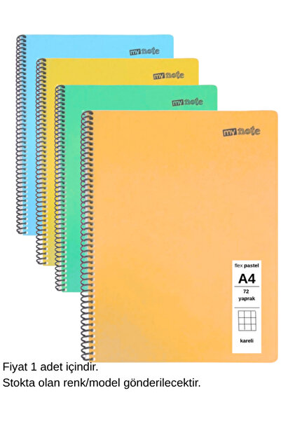 Mynote FLEX Παστέλ Τετράδιο Α4 72 Φύλλα Καρό 1 Τεμάχιο