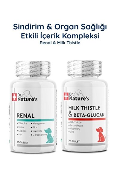 Dr. Nature's Köpek Renal 75 Tablet + Milk Thistle 75 Tablet Seti – Böbrek ve ...