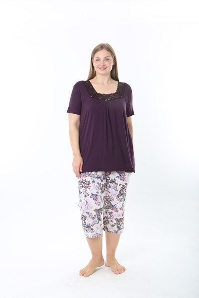 JENİKA Σετ πιτζάμας plus size - Μωβ - Κάπρι