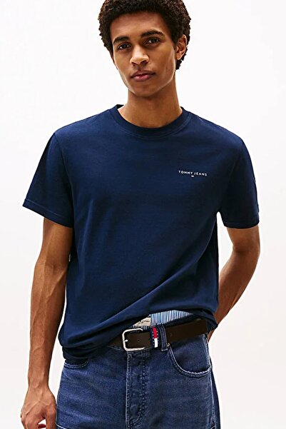 Tommy Jeans % 100 Pamuk Slim Fit Bisiklet Yaka Logolu T Shirt Erkek T SHİRT D...