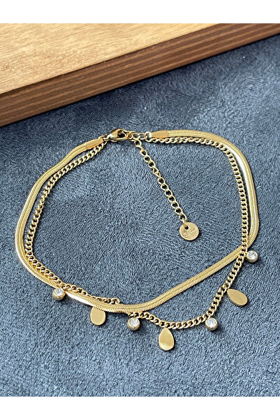 Rupen Kraft Surgical Steel Stainless Tarnish Resistant Gold Model Steel Anklet