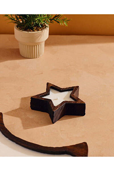 REDTAG Wooden Star Decorative Candle 13x13cm